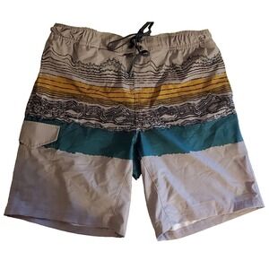Gerry Swim Trunks Board‎ Shorts Men's Large Gray Lace Up Lined
